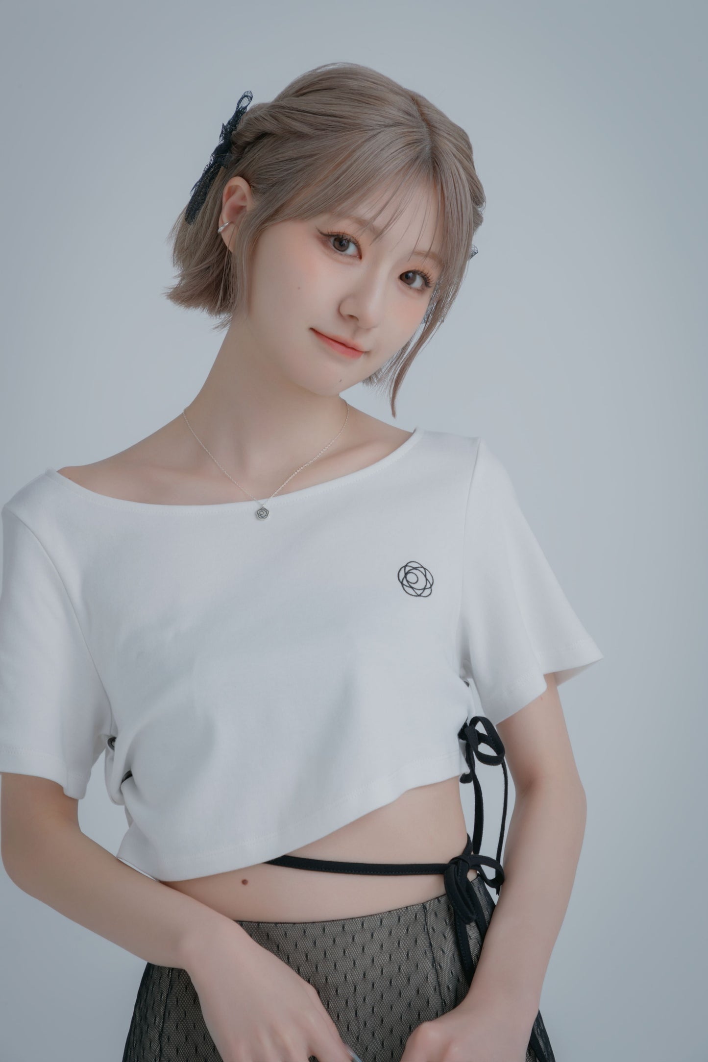 Double Ribbon Mini Cutsew (White)