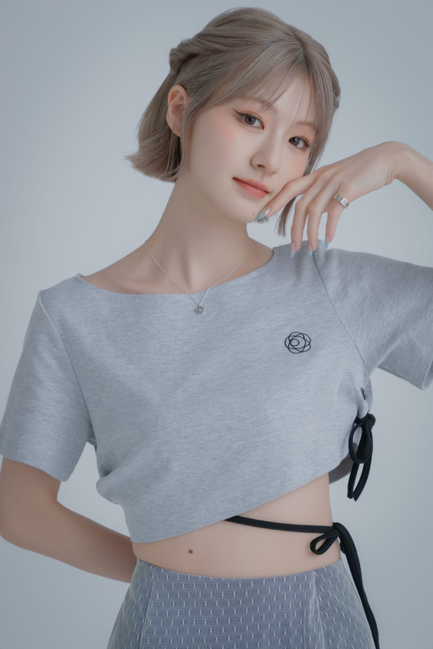 Double Ribbon Mini Cutsew (Gray)