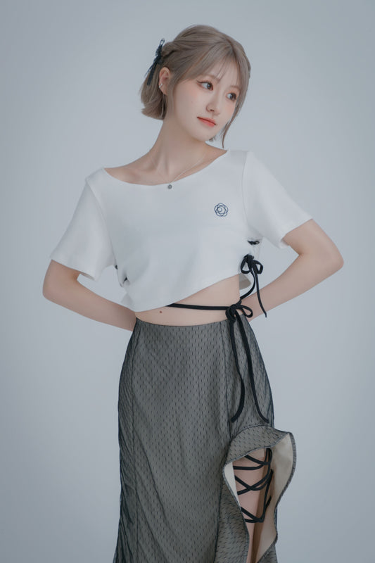 Double Ribbon Mini Cutsew (White)