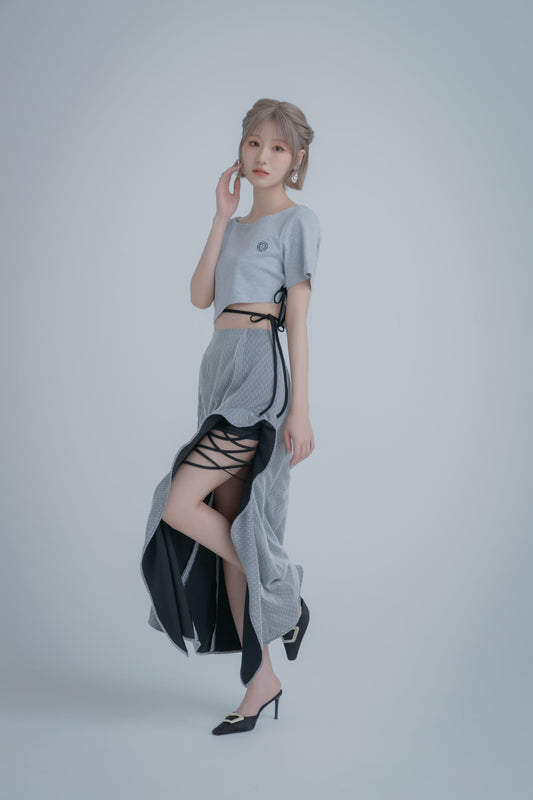 Double Ribbon Mini Cutsew (Gray)