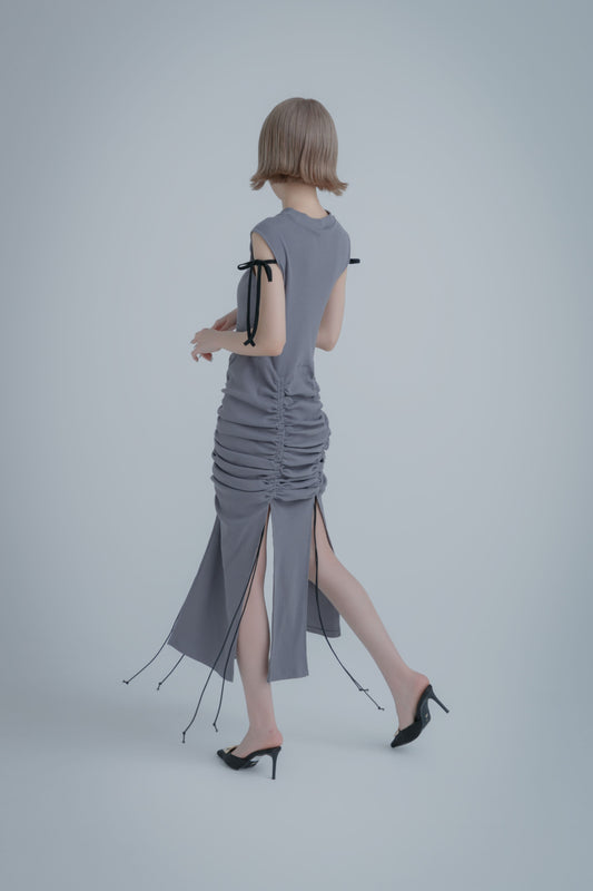 Ribbed Knit One-piece (Gray)