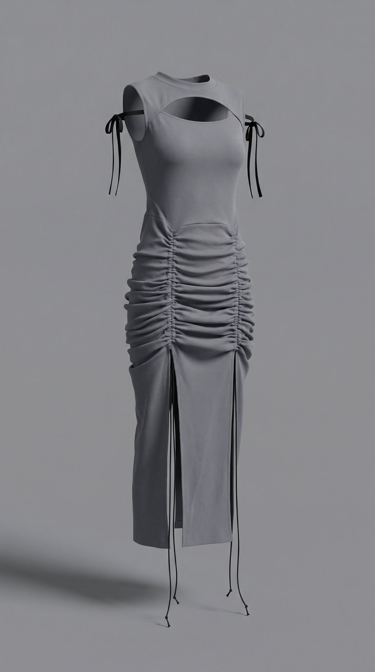 Ribbed Knit One-piece (Gray)