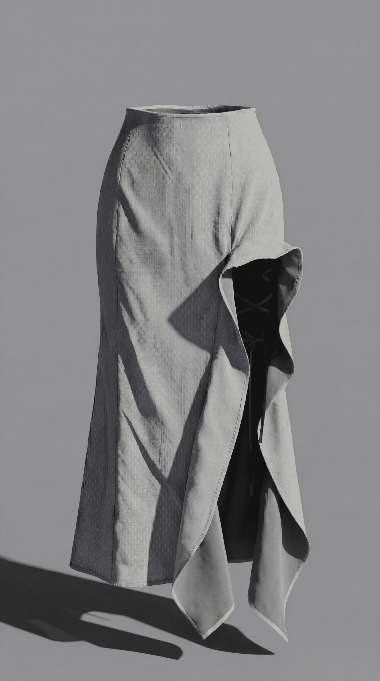 Sheer Mermaid Long-Skirt (Black × White)