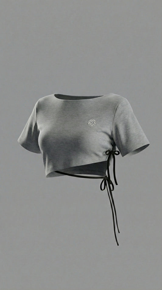 Double Ribbon Mini Cutsew (Gray)
