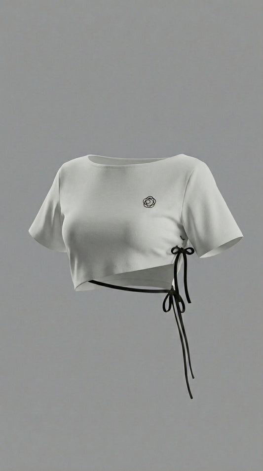 Double Ribbon Mini Cutsew (White)