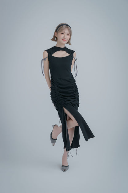 Ribbed Knit One-piece (Black)