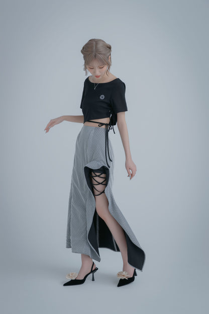 Double Ribbon Mini Cutsew (Black)