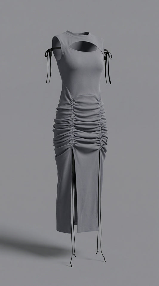 Ribbed Knit One-piece (Gray)
