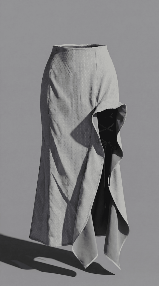 Sheer Mermaid Long-Skirt (Black × White)